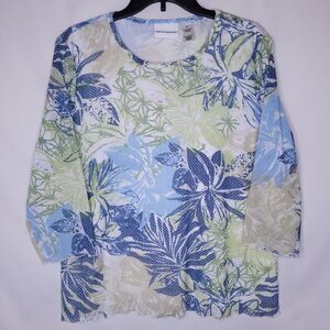 Alfred Dunner Top Medium Floral Colorful Mesh